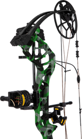 Close up of the sight, rest, and cam on the Bear Legit Maxx RTH adjustable compound bow.